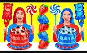 Красная еда vs Синяя еда Челлендж с TeenDO Challenge