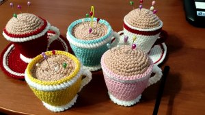 Игольница-чашка крючком. Подробное видео для начинающих.