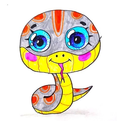 Рисуем милую змейку #как_нарисовать #рисование_для_детей смотреть онлайн