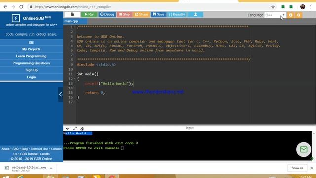 how to compile and run C++ java python , C and all languages online with example смотреть онлайн