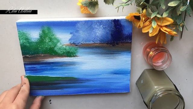 Step by step swan lake painting?|Landscape painting|Easy for Beginners #017 смотреть онлайн
