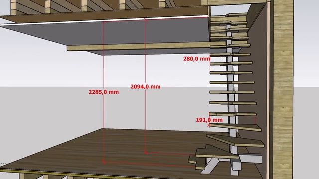 Лестница гусиный шаг. На центральном ломаном монокосоуре. смотреть онлайн