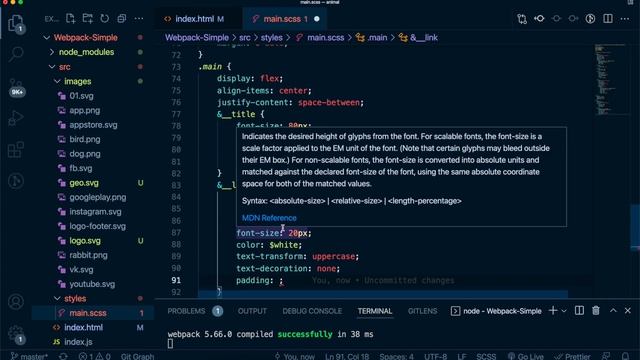 ? Верстка простого сайта с нуля на Webpack / HTML / SCSS смотреть онлайн