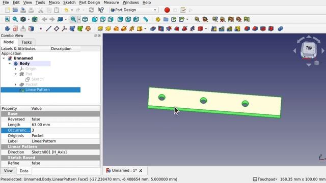 FreeCAD: Automatically add evenly spaced holes depending on length using Part Design Linear Pattern смотреть онлайн