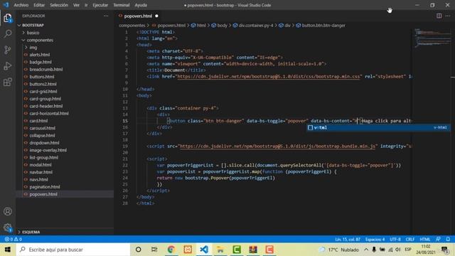 34 - Popovers - Curso aprende Bootstrap 5 desde cero смотреть онлайн