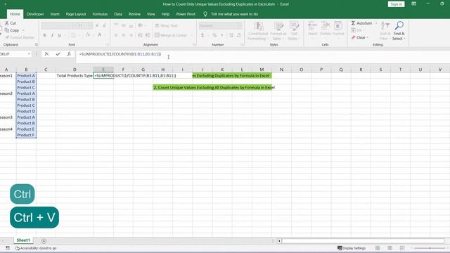 How to Count Only Unique Values Excluding Duplicates in Excel смотреть онлайн