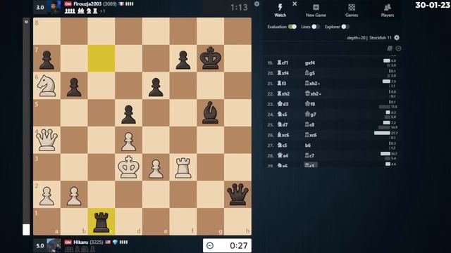 Hikaru Nakamura vs Alireza Firouzja | Blitz chess online 3+0 | 30-01-23 | Chess.com смотреть онлайн