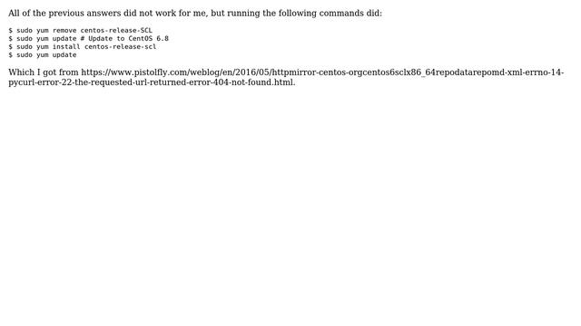 yum update fails: Error: Cannot retrieve repository metadata (repomd.xml) for repository ... смотреть онлайн