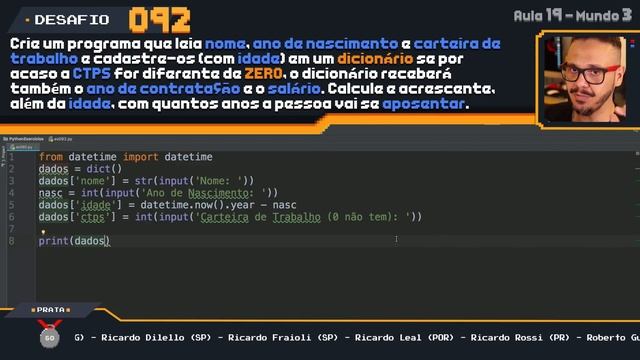 Exercício Python #092 - Cadastro de Trabalhador em Python смотреть онлайн