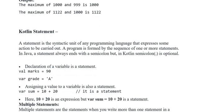 Kotlin | Expression Statement and Block смотреть онлайн