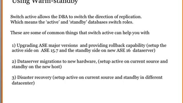 Advanced Sybase DBA MSA and Warm-standby replication смотреть онлайн