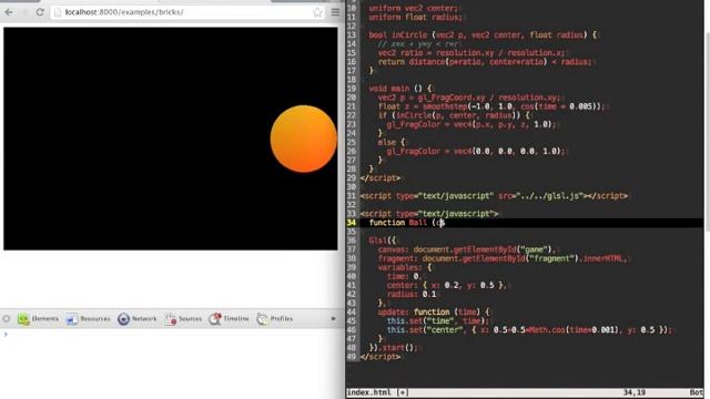 Glsl.js Beginner Tutorial - 2D Bouncing Balls With WebGL