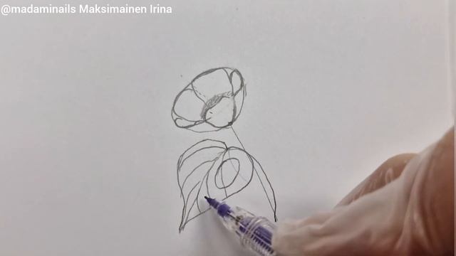 How to draw drops and a flower sideways in nail design. Мк роса на листьях и цветок в перспективе смотреть онлайн