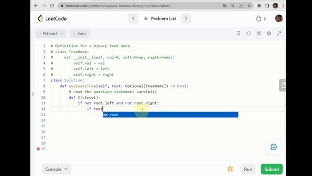 2331. Evaluate Boolean Binary Tree | LeetCode Solution Series | Python3 смотреть онлайн