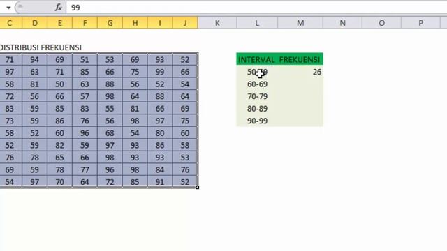 Menentukan Jumlah Frekuensi Interval Data Tabel Distribusi dengan Microsoft Excel смотреть онлайн