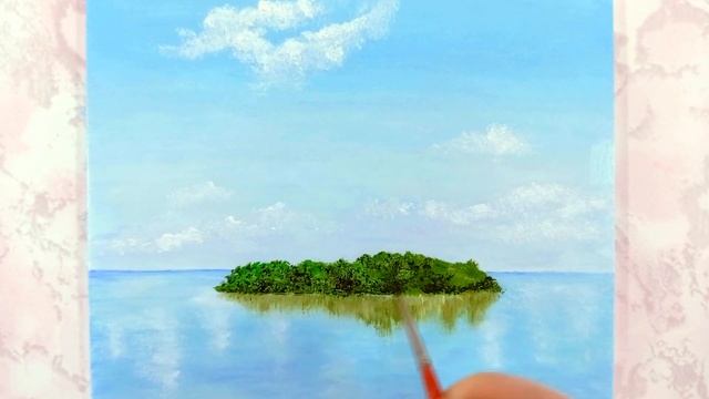 Рисование острова с пальмами. смотреть онлайн