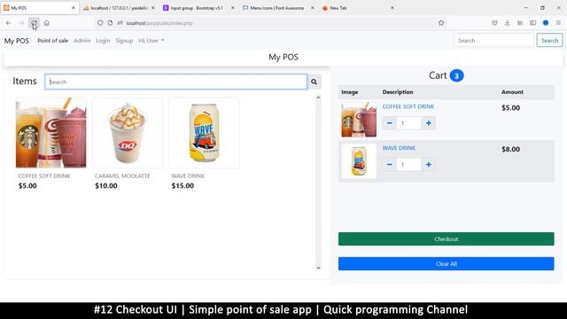 #12 Checkout UI | Simple point of sale app in php & javascript | Quick programming tutorial смотреть онлайн
