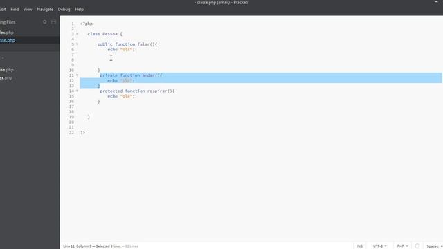 Criando método com php - AULA 1 - CURSO PHP POO - public - protected - private смотреть онлайн