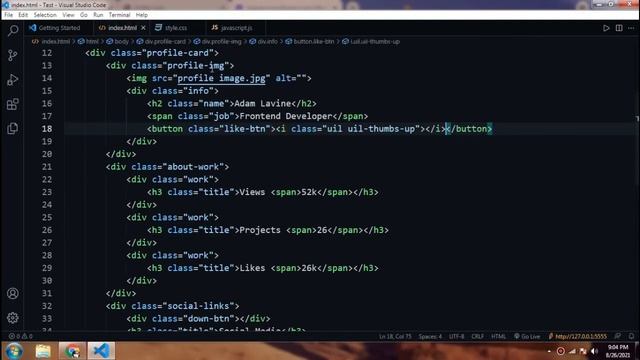 Create cool profile card with html ,css and javascript (simple) with source code provided. смотреть онлайн