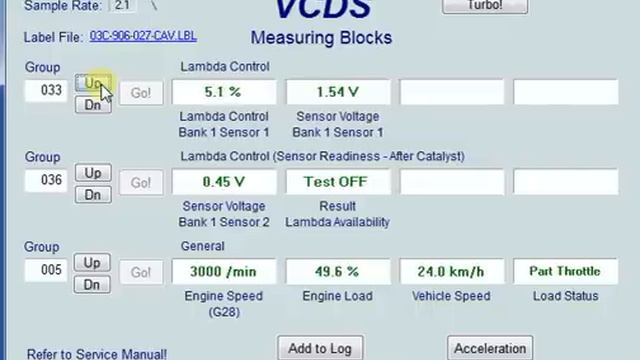 VCDS - test sondy lambda TSI 1.4 CAVD смотреть онлайн