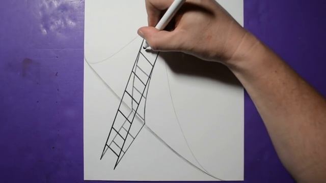 How to Draw Folded Paper - 3D Ladder Trick Art смотреть онлайн