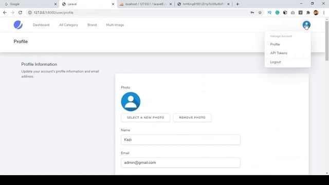 Laravel 8 Tutorial | Update User Profile and Change Password Part 37 смотреть онлайн