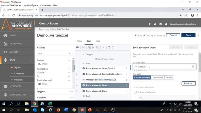 Write Data to Excel | Table Variable |Write from Data Table Action - Automation Anywhere A2019 #05 смотреть онлайн