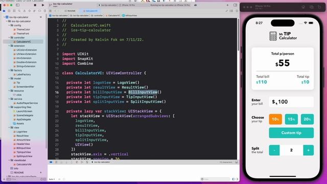 iOS & Swift - MVVM, Combine, SnapKit, Snapshot/UI/Unit Tests | Tip Calculator смотреть онлайн
