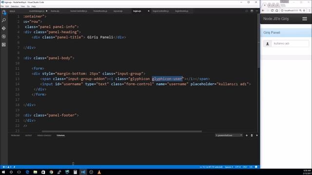 Node js Dersleri 14.Ders Form Elemanları ile Giriş Sayfası oluşturma смотреть онлайн