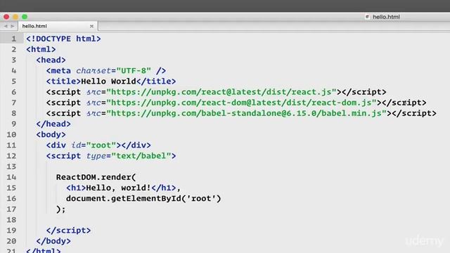 REACT - Up and Running with React ES6 and Open Source API : Getting started with react via CDN смотреть онлайн