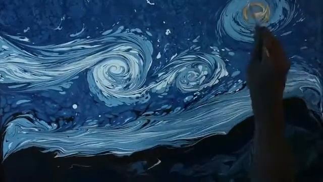 Рисунок Ван Гога на воде. смотреть онлайн