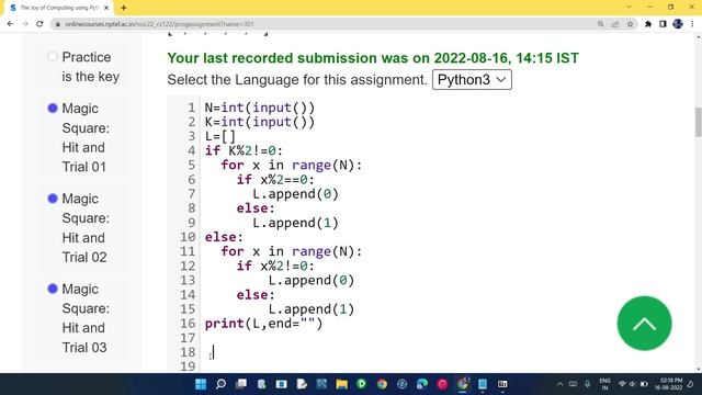 NPTEL The Joy of Computing using python week 4 ALL 3 programming assignment answer with link of cod смотреть онлайн