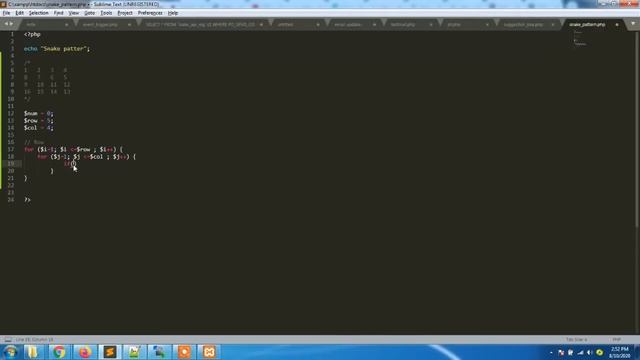Snake pattern in PHP || php pattern смотреть онлайн