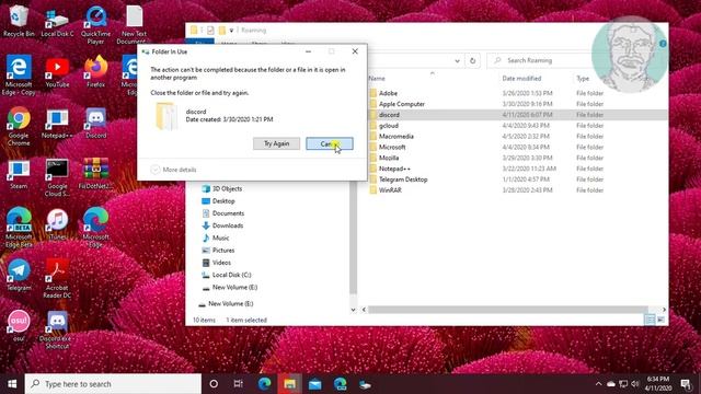 Discord : Can't Delete Discord Folder From Appdata And LocalAppData