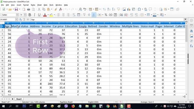 Freeze Row And Column In LibreOffice Calc | NETVN