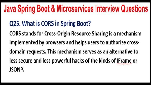 Java Spring Boot & Microservices Interview Questions | Q25. What is CORS in Spring Boot? смотреть онлайн