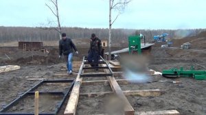 Монтаж рельсового пути пилорамы pilam.ru