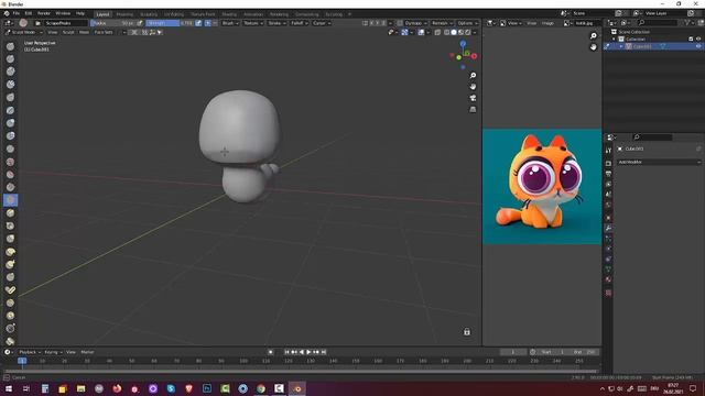 37 Blender 2.91. Skulpting and Rigging. Котёнок (Part1) смотреть онлайн