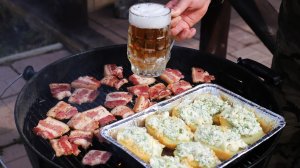 Мясные чипсы из грудинки к пиву на гриле