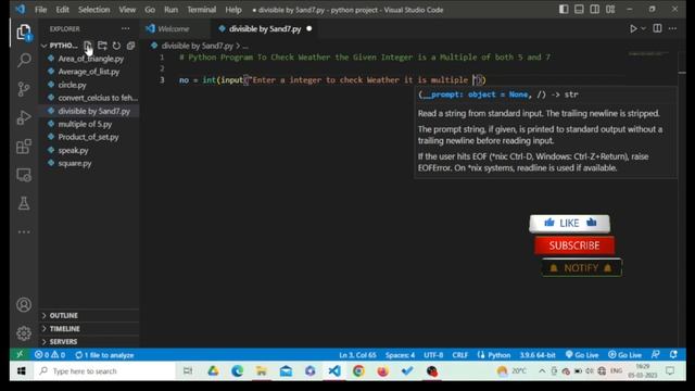 Python Program To Check Weather The Given Integer Is A Multiple Of Both 5 and 7 смотреть онлайн