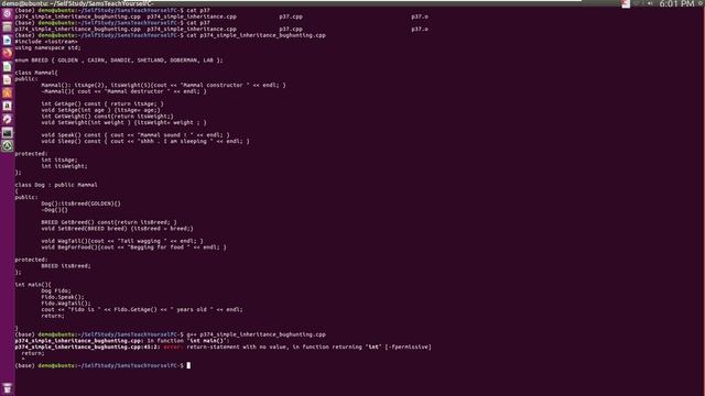 C++ Using Derived Object , bug hunting , error return statement with no value, in function return смотреть онлайн