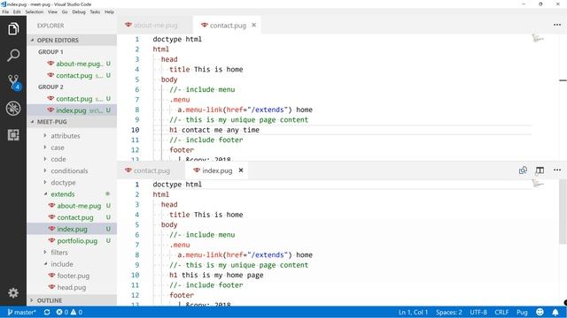 How does extends work in PUG - Meet Pug 17 смотреть онлайн