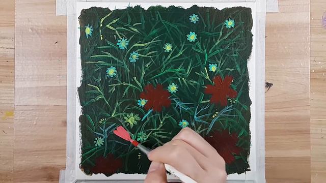 Painting Cosmos flowers / Acrylic painting for beginner /아크릴화 / #163 смотреть онлайн