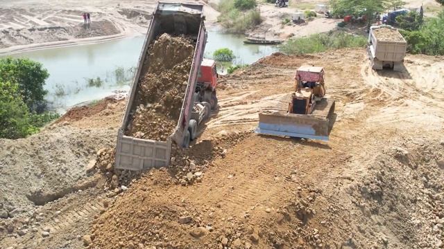 Best Project Selection! Amazing Dump Trucks Unloading & Bulldozers Spreading Dirt At The Big Fields
