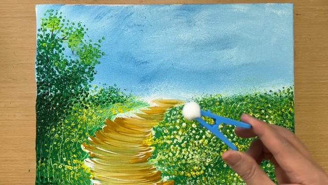 Painting a Country Road / Acrylic Painting / Drawing Fence смотреть онлайн