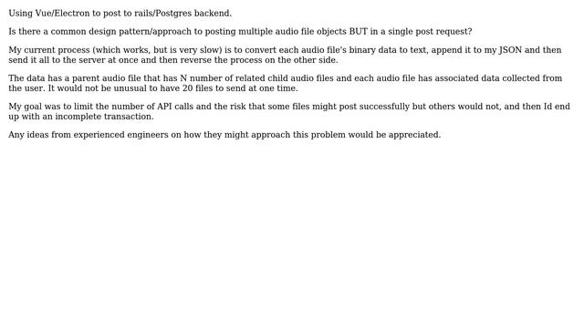 Best technique for sending multiple files in a single JSON post with Vue/javascript? смотреть онлайн