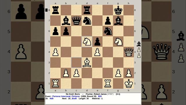 De Greif, Boris vs Fischer, Robert James | Portoroz Interzonal, 1958 #chess смотреть онлайн