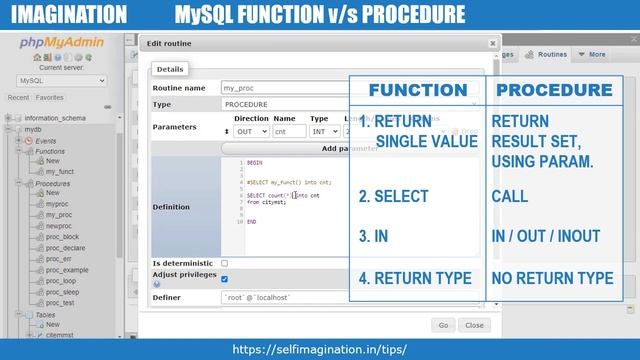 Difference Between Function & Procedure in MySQL #72 смотреть онлайн