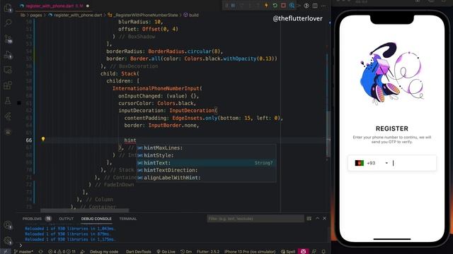 Flutter UI | Register with Phone Number Page - Day 47 смотреть онлайн