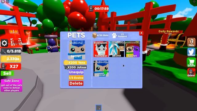 ПОДАРОК АДМИНОВ СЕКРЕТНЫЙ ПИТОМЕЦ В СИМУЛЯТОРЕ КУНАЙ МЕСТЕР! Roblox Kunai Masters смотреть онлайн